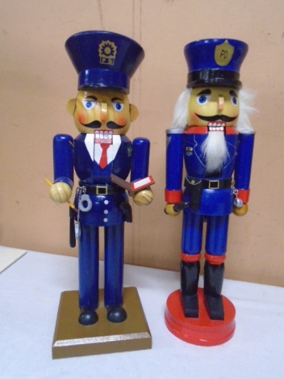 2 Wooden Policeman Nutcrackers
