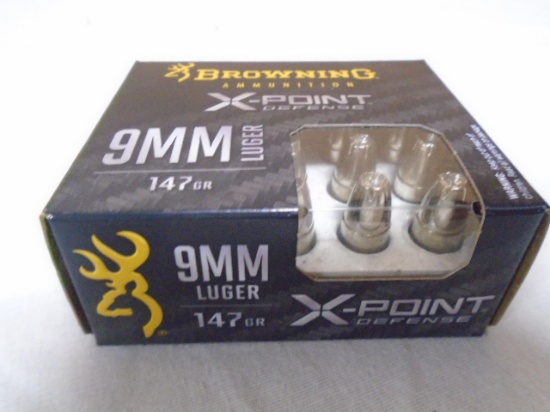 20 Round Box of Browning X Point Defense 9mm Luger
