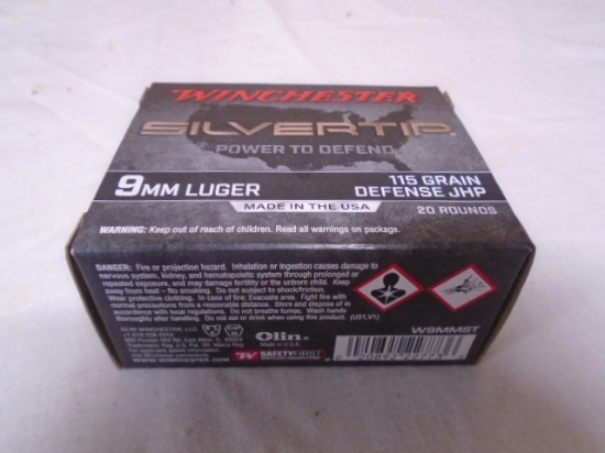 20 Round Box of Winchester Silver Tip 9mm Luger