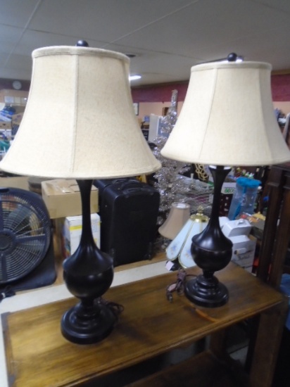 Matching Pair of Oil Rubbed Bronze Table Lamps