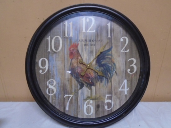 Round Farm House Wall Clock w/ Chicken