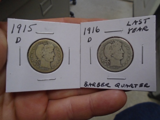 1915 D-Mint and 1916 D-Mint Barber Quarters