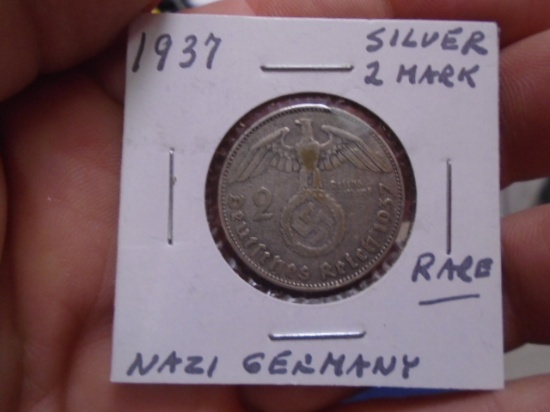 1937 Nazi Germany Silver 2 Mark