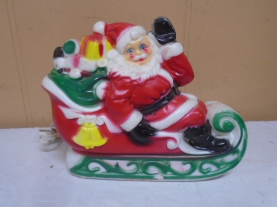 Lighted Blowmolded Santa in Sleigh
