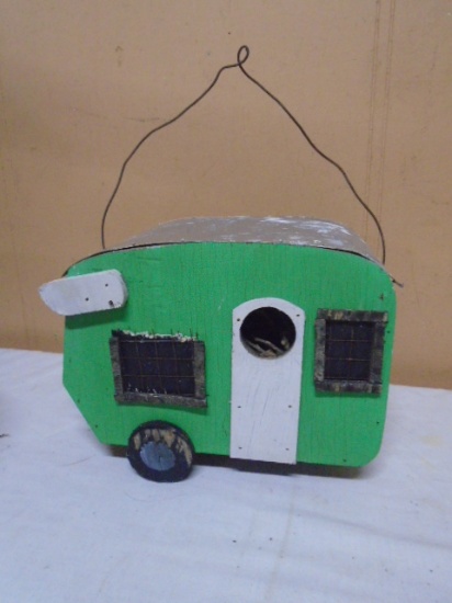 Wooden Metal Roof Camper Bird House