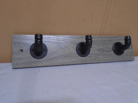 Wooden Industrial Pipe Look Wall Hat/Coat Hanger