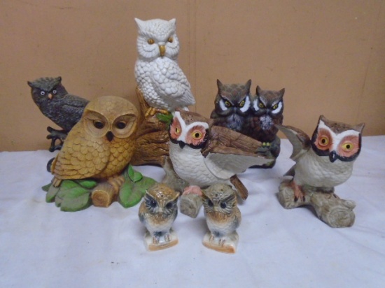 Large Group of Owl Figurines