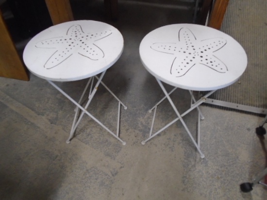 (2) Matching Metal Outdoor Folding Side Tables