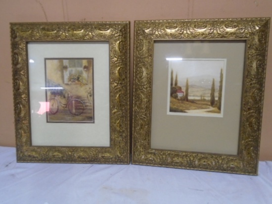 (2) Beautiful Matching Gold Framed prints