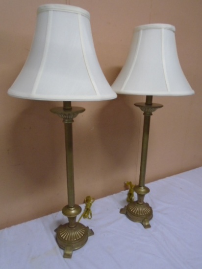 2 Matching Like New Candlestick Table Lamps