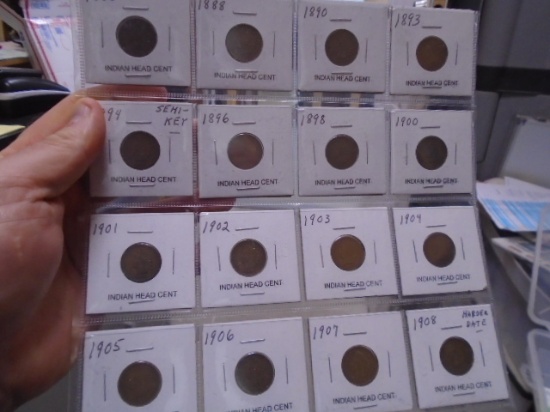 Group of (16) Indian Head Cents