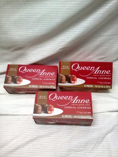 Qty. 3 Boxes Queen Anne Milk Chocolate Covered Cordial Cherries 10 pc/box