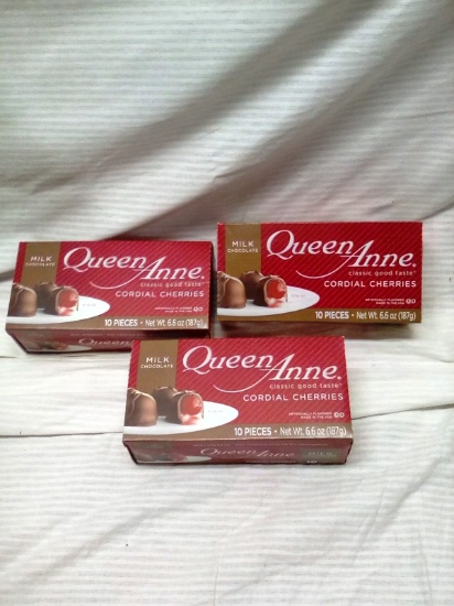 Qty. 3 Boxes Queen Anne Milk Chocolate Covered Cordial Cherries 10 pc/box