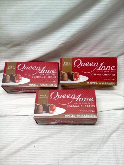 Qty. 3 Boxes Queen Anne Milk Chocolate Covered Cordial Cherries 10 pc/box