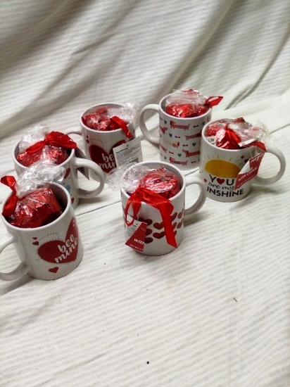 Qty. 6 Assorted Coffee Mugs filled with Candy