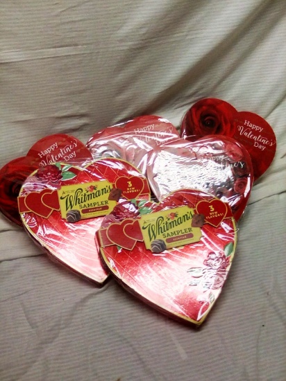 Qty. 6 Heart Shaped Boxes of Whitman's Assorted Chocolate Candies
