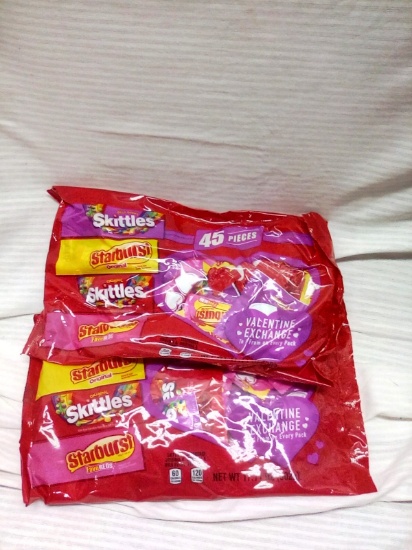 Qty. 2 Bags of Mixed Starburst and Skittles 45 pcs. Per 17.71 Oz Bag