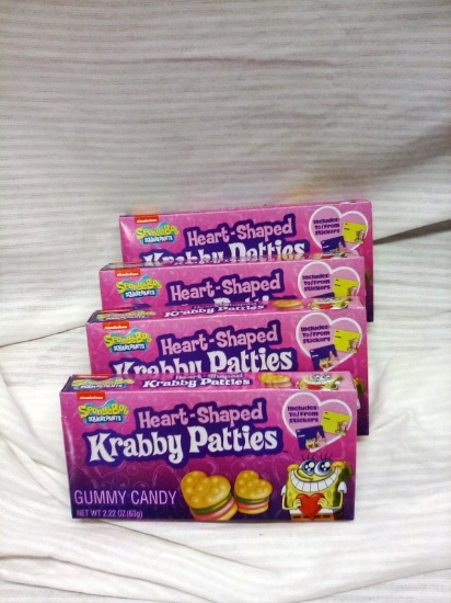 Qty. 4 Boxes SpongeBob Squarepants Gummie Krabby Patties