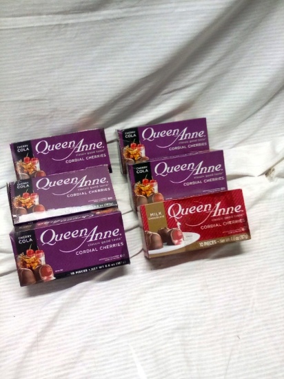 Qty. 5 Queen Anne Cherry Cola & 1 Milk Chocolate Covered Cordial Cherries 10 pc/box