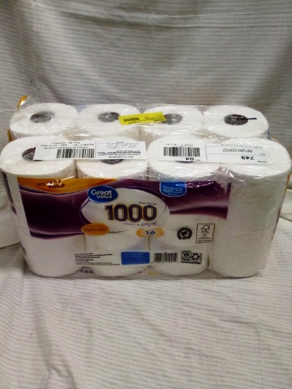 Great Value 1000 Sheet per Roll Toilet Tissue 16 Rolls in package