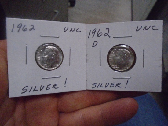 1962 and 1962 D-Mint Roosevelt Silver Dimes