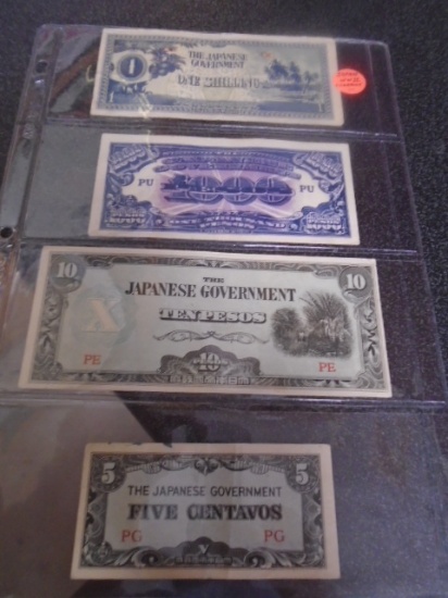 4 Pc. Group of WWII Japan Currency