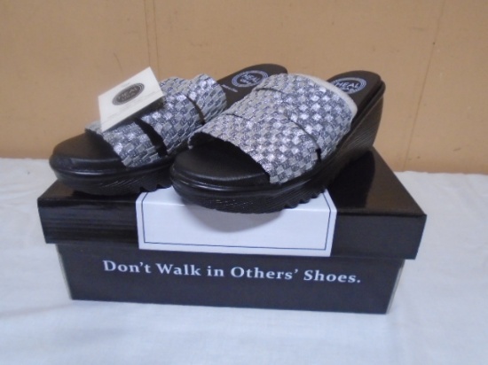 Heal USA Ladies "Abigail" Stretchy Woven Wedge Shoes