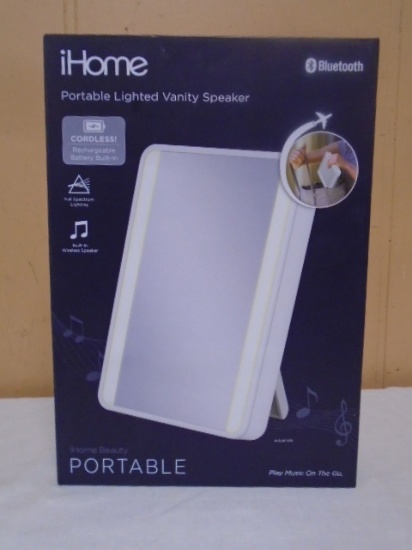 iHome Cordless Rechargeable Portable Lighted Vanity Speaker