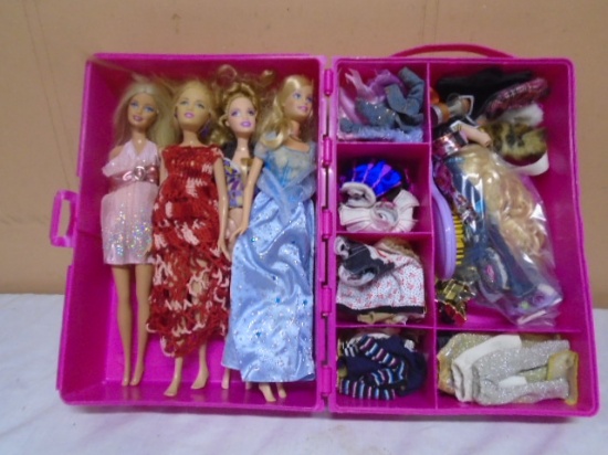 Group of 4 Barbies w/ Clothes & Accessories