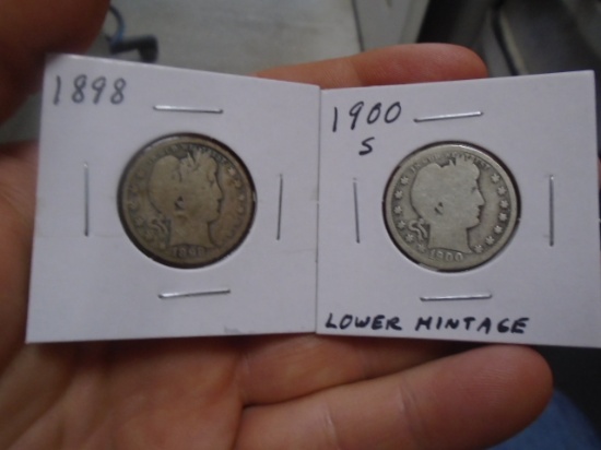1898 and 1900 S-Mint Barber Quarters