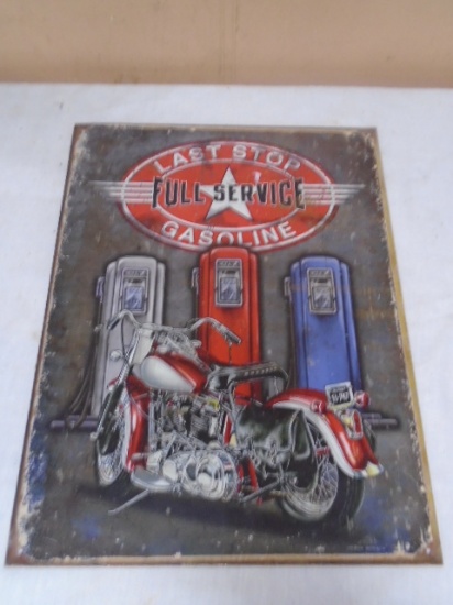 Last Stop Full Service Gasoline Motorcycle Sign