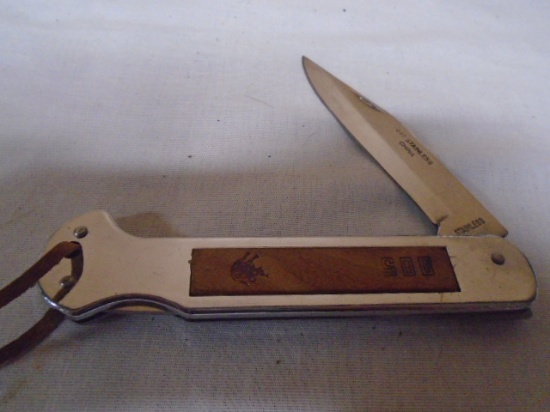 440 Stainless Steel Lockblade Knife w/ Wood Insert