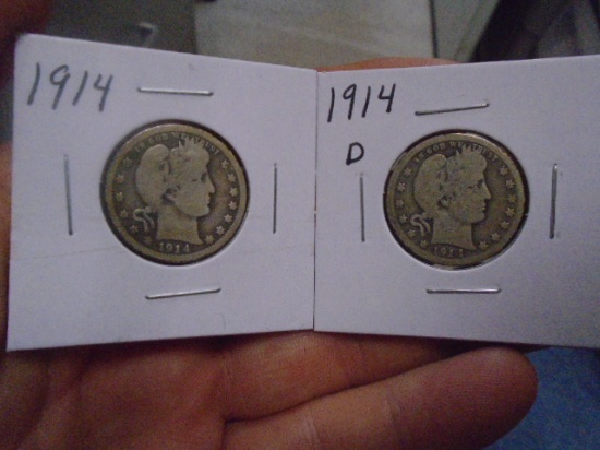1914 and 1914D-Mint Barber Quarters