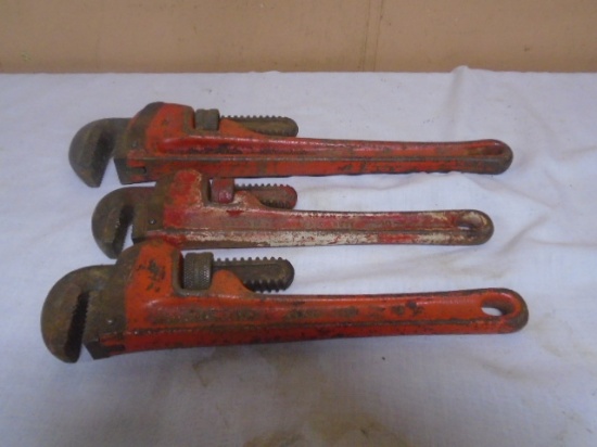 3pc Group of Ridgid Pipe Wrenches