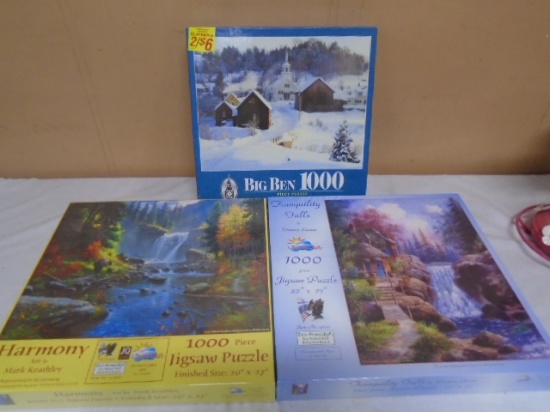 3pc Group of 1000pc Jigsaw Puzzles