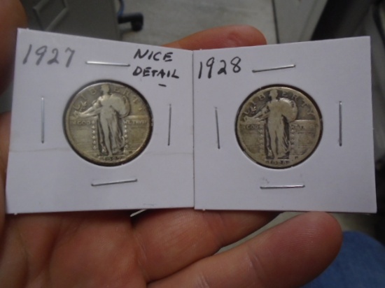 1927 and 1928 Standing Liberty Quarters