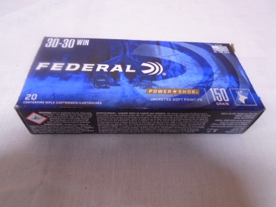 20 Round Box of Federal 30-30 Win Center Fire Cartridges