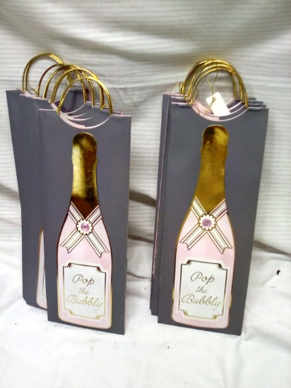 Qty. 10 Wine Bottle Gift Bags "Pop the Bubbly"
