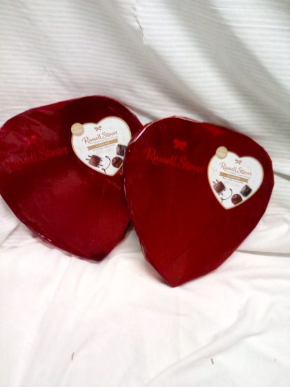 Pair of Russel Stovers 10" Heart Boxes of Chocolate