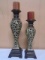 Beautiful 2pc Pillar Candle Holder Set w/ New Candles