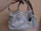 Ladies Gray Leather Coach Purse