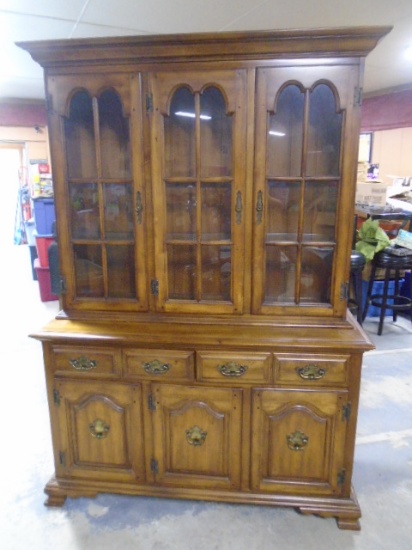 Beautiful Solid Wood Glass Front Lighted Hutch