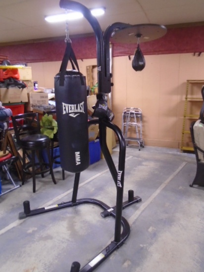 Everlast 2 Station Heavy & Speed Bag Stand w/ 60lb MMA Heavy Bag & Speed Bag