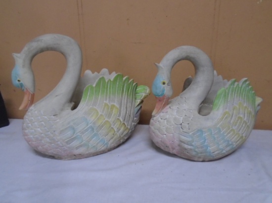 Pair of Decorative Swan Planters