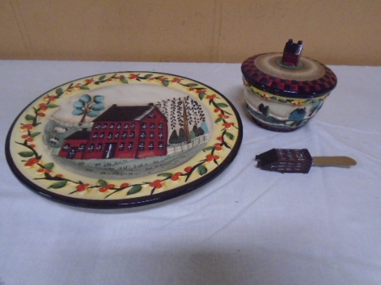 Designer Plate House Design w/Matching Bowl and Spreader