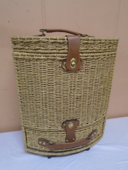 Rolling Picnic Basket w/Insulated Bag