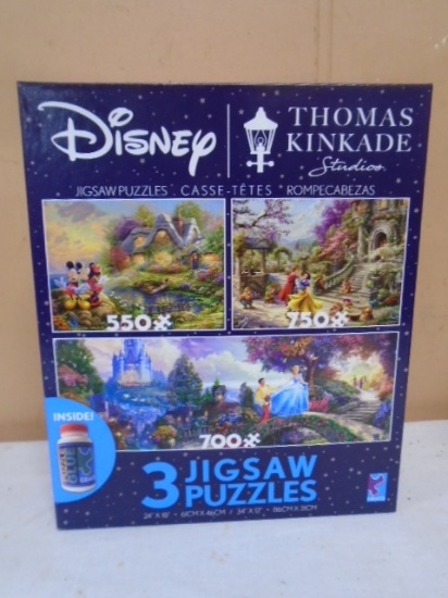 Disney Thomas Kinkade 3 Jigsaw Puzle Set