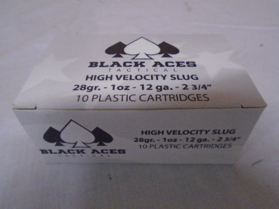 10 Round Box of Black Aces 12ga High Velocity Slugs