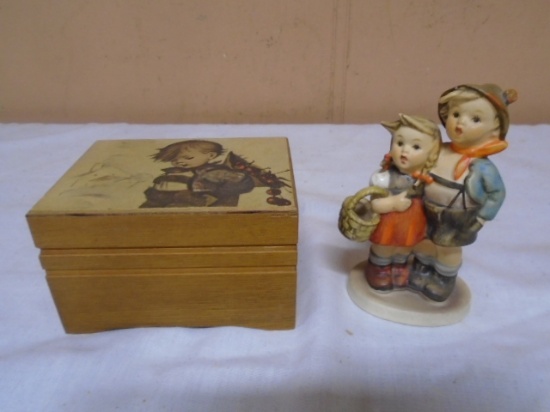 MJ Hummel Boy & Girl Figurine w/ Wooden Music Box