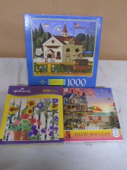 3pc Group of 1000pc Jigsaw Puzzles